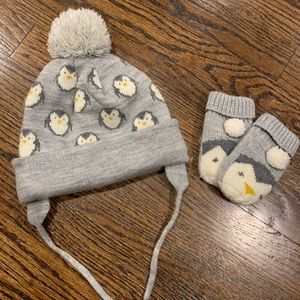 Zara baby accessories hat gloves penguin